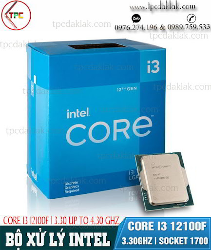 Bộ xử lý Intel® Core™ i3-12100F bộ nhớ đệm 12M, lên đến 4,30 GHz BH 05/25 2ND